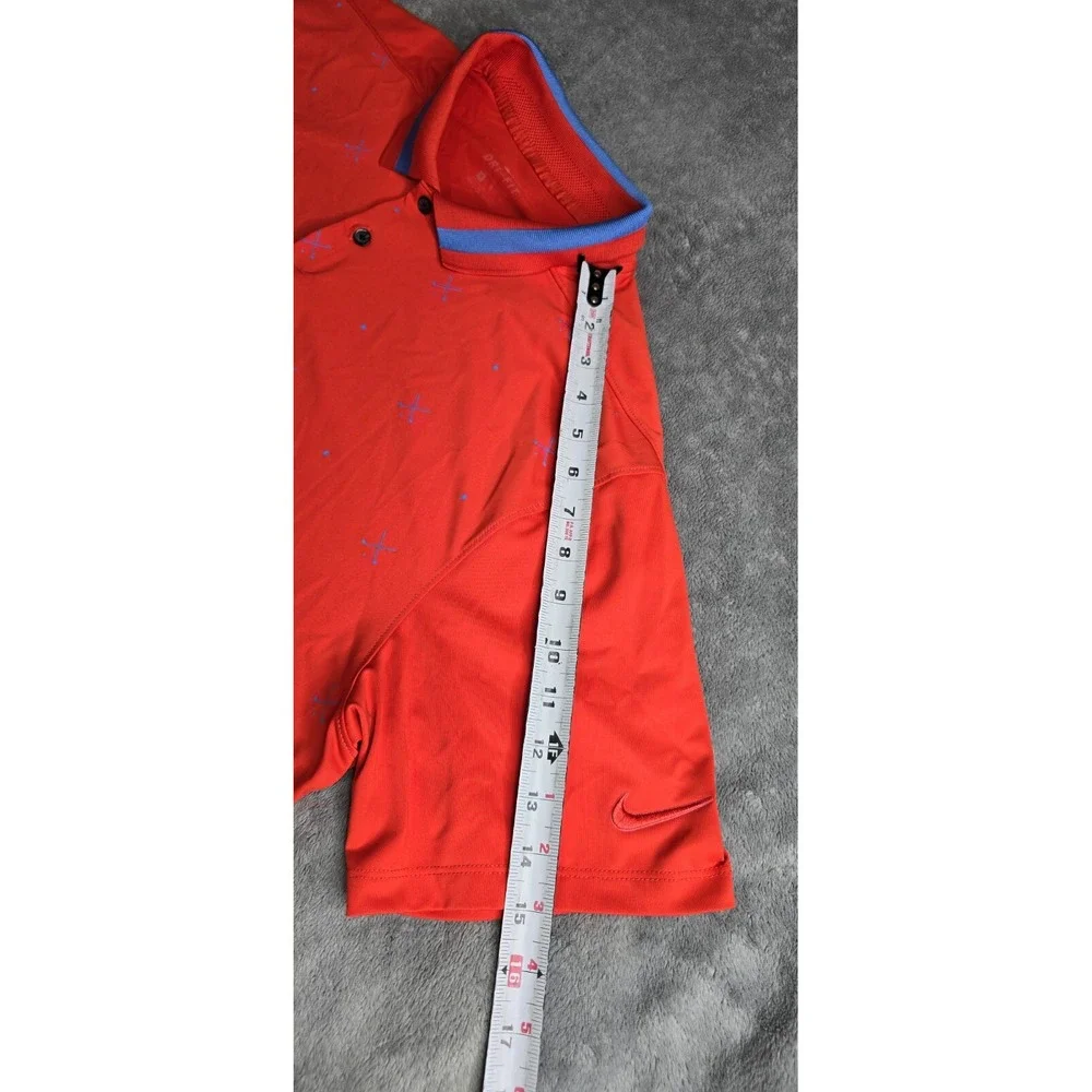 Nike Dri-Fit Vapor Polo Shirt Golf Club All Over Print Red Blue Mens XL